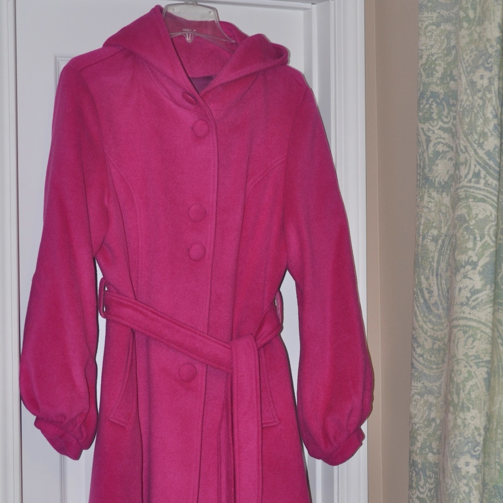 NWOT Retro Etsy Bright Pink Wool Coat Size XL